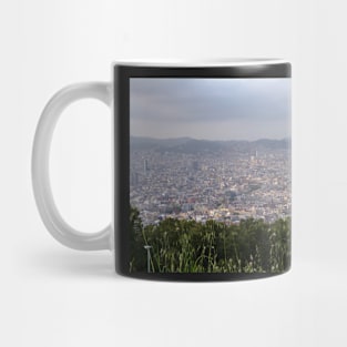 View to Barcelona city from the Montjuic hil Mug